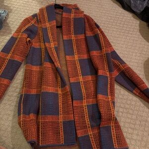 Women’s Plaid Open Front Cardigan with Hoodie